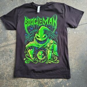 Black Short-Sleeve Graphic Tee with Neon Green Nightmare Design